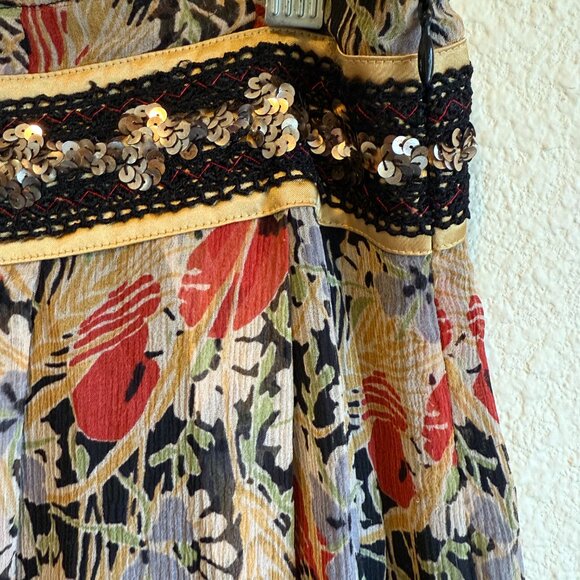 Y2K Vintage FREE PEOPLE Silk Skirt \\ Size 6 // Floral, low rise - Picture 2 of 9